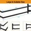 Double Towel Bar, 24Inch Towel Rack for Bathroom, Stainless Steel Double Bath Towel Bar, Wall Mounted Towel Holder, Double Towel Rod Towel Rail Hanger for Wall, Kitchen (Matte Black) - Image 3