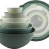 COOK WITH COLOR Mixing Bowls with Lids - 12 Piece Plastic Nesting Bowls Set includes 6 Prep Bowls and 6 Lids, Microwave Safe Mixing Bowl Set, Sage Embossed - Image 1