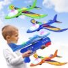 Wesfuner 3 Pack Foam Airplane Launcher Toys, 2 Flight Mode Glider Plane,Kids Flying Toy,3 4 5 6 7 8 9 10 11 12 Year Old Boys Girls Gifts,Outdoor Sport Party Favor - Image 1