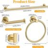 Brushed Gold Towel Bar Set 10 Pieces Round Bathroom Hardware Set Includes 23.6in Towel Bar Towel Ring Toilet Paper Holder Towel Hooks Stainless Steel Wall-Mounted Bathroom Towel Holder Set - Image 2