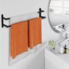 Double Towel Bar, 24Inch Towel Rack for Bathroom, Stainless Steel Double Bath Towel Bar, Wall Mounted Towel Holder, Double Towel Rod Towel Rail Hanger for Wall, Kitchen (Matte Black) - Image 2