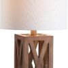 JONATHAN Y Stewart Rustic Wood Bedside Table Lamp 21.5", Brown - Image 1