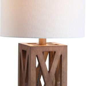 JONATHAN Y Stewart Rustic Wood Bedside Table Lamp 21.5", Brown