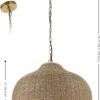 JONATHAN Y Eliza 1-Light Pendant Dome Rattan Metal 20", Brown/Brass Gold - Image 3
