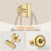 Brushed Gold Towel Bar Set 10 Pieces Round Bathroom Hardware Set Includes 23.6in Towel Bar Towel Ring Toilet Paper Holder Towel Hooks Stainless Steel Wall-Mounted Bathroom Towel Holder Set - Image 3