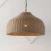 JONATHAN Y Eliza 1-Light Pendant Dome Rattan Metal 20", Brown/Brass Gold - Image 5