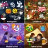 Brighter Halloween Projector Lights, 2026 Upgraded Halloween Decorations Holiday Projector Display 4 Patterns at A Time (Ocean Wave & Patterns), 4 Holiday Themes Christmas’ Day Decor Light - Image 4