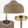 JONATHAN Y Eliza 1-Light Pendant Dome Rattan Metal 20", Brown/Brass Gold - Image 2